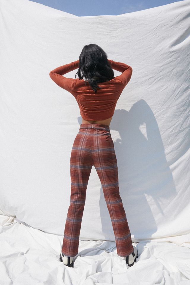 UO Tessa Plaid Notched Cropped Pant #2