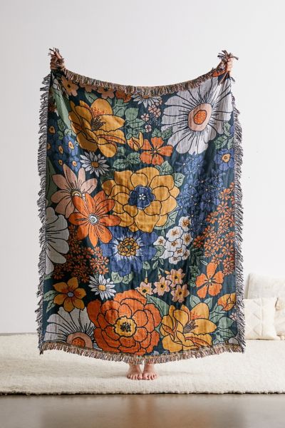 Valley Cruise Press Midnight Bloom Woven Throw Blanket