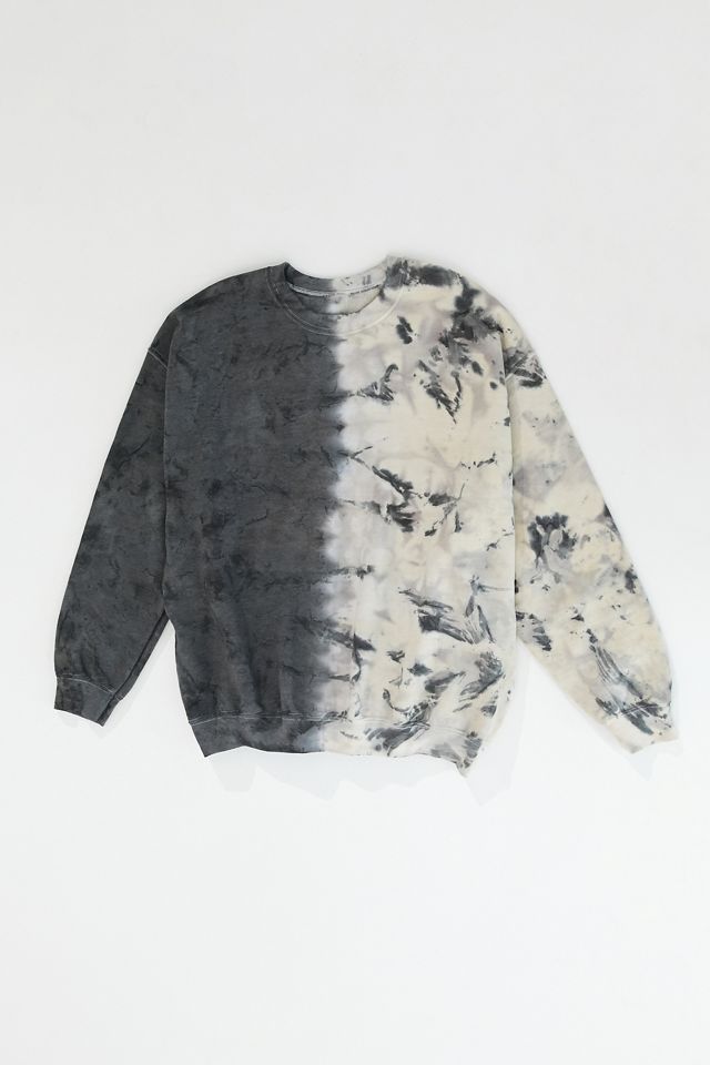 Urban Renewal Recycled Split Tie-Dye Crew Neck Sweatshirt | Urban Outfitters