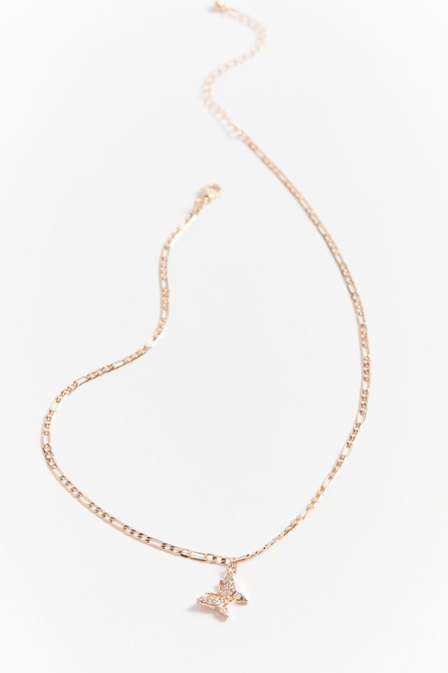 Rhinestone Butterfly Figaro Necklace | Urban Outfitters
