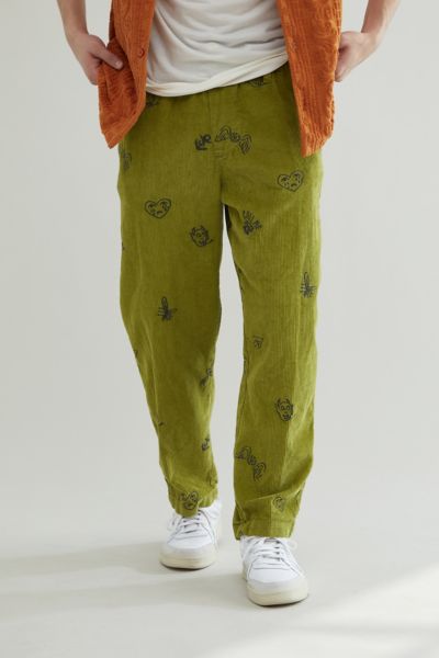 Urban Outfitters Uo Embroidered Corduroy Beach Pant In