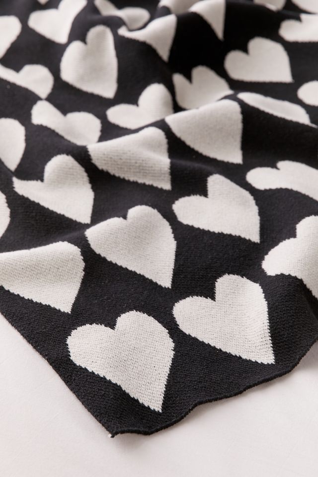 Happy Habitat By Karrie Dean Italic Hearts Monochrome Knit Throw Blanket #2