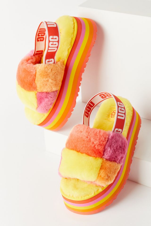 UGG Fluff Yeah Disco Checker Pride Platform Sandal | Urban Outfitters