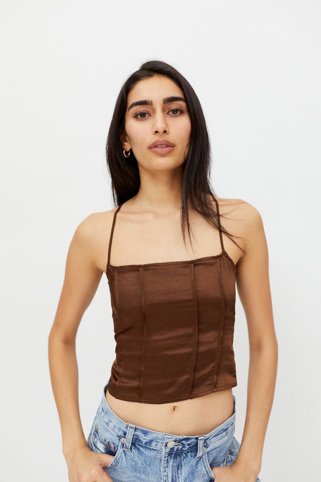 Motel Cosey Satin Lace-Up Cami #1