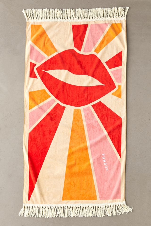 FUNBOY Disco Lips Fringed Beach Towel #1