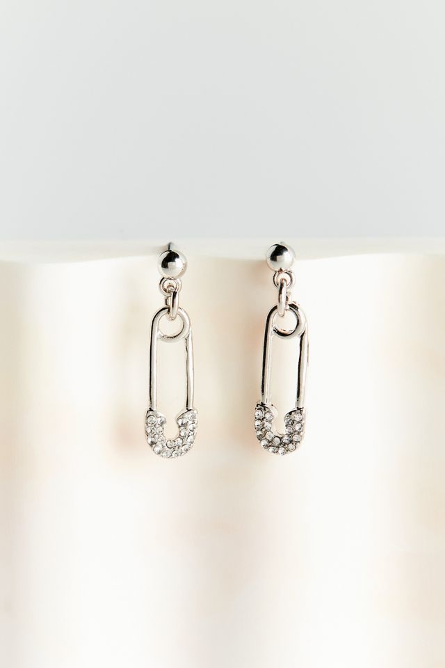Rhinestone Safety Pin Post Earring | Urban Outfitters