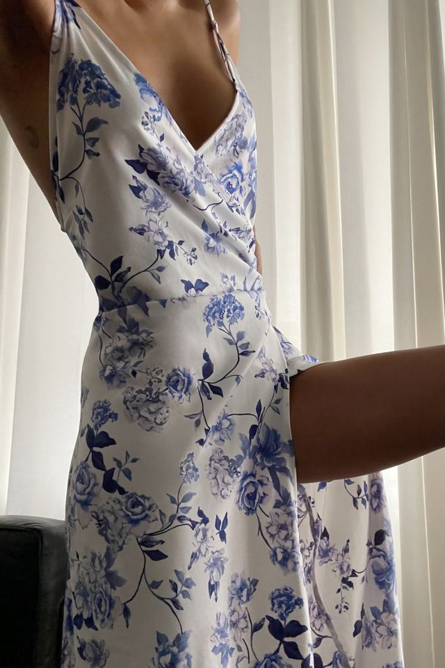 UO Lily Satin Wrap Midi Dress #1