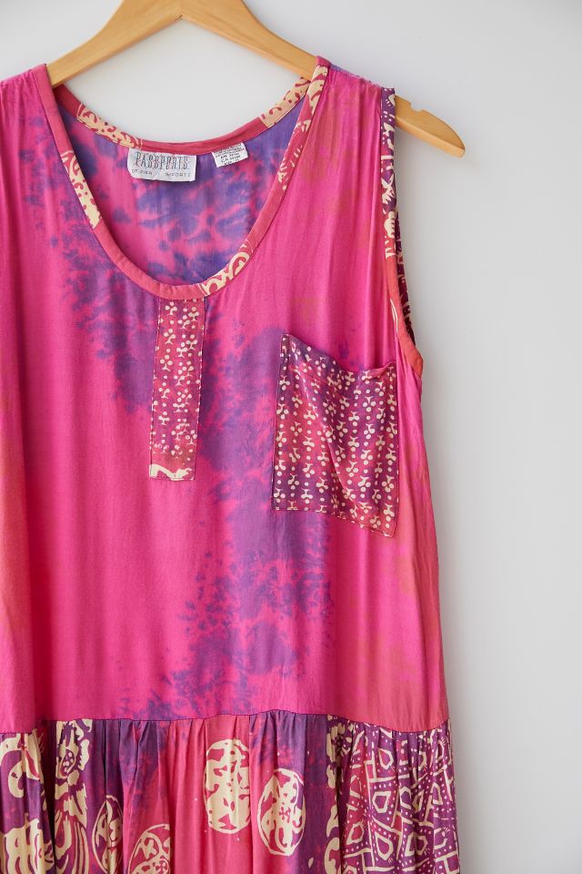 Vintage Pink Tie-Dye Midi Dress  #1