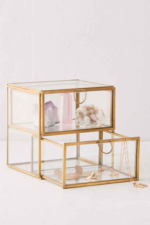2-Drawer Glass Jewelry Box