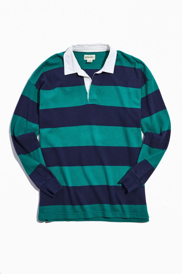 Green and blue striped rugby shirt sale