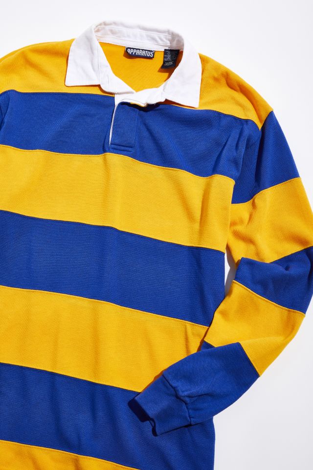 Vintage Blue And Yellow Stripe Rugby Shirt  #1