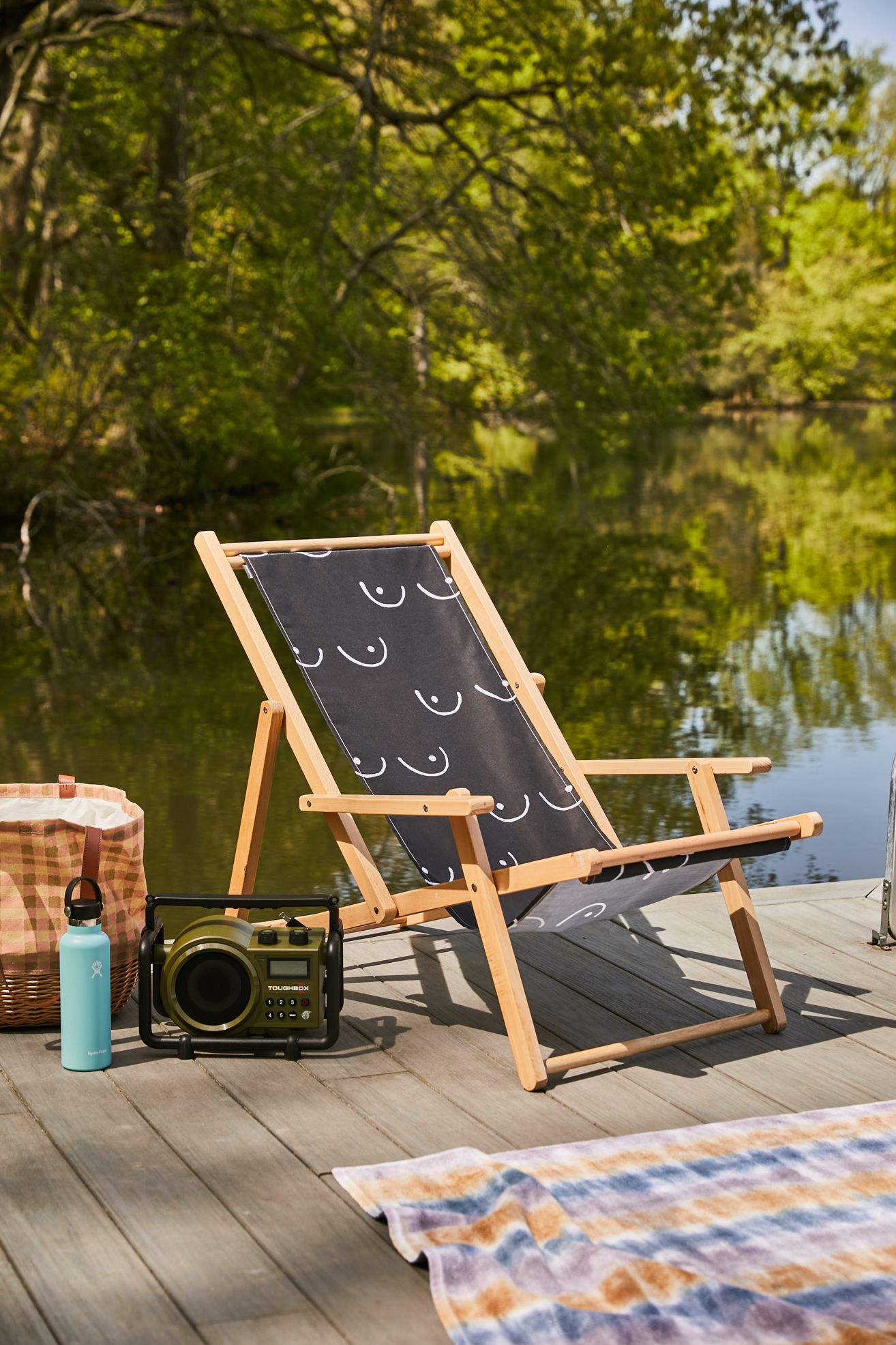 Natalie Catalina For Deny Boobs II Outdoor Folding Chair - Black, Regular, ONE SIZE