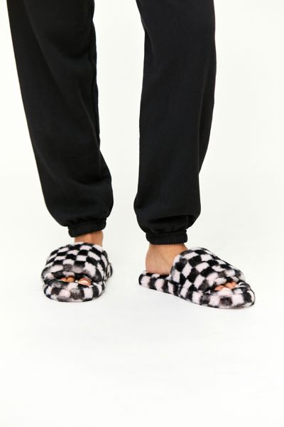 Outfitters Suzy Faux Sherpa Slip-on Slipper In + Black Checker | ModeSens
