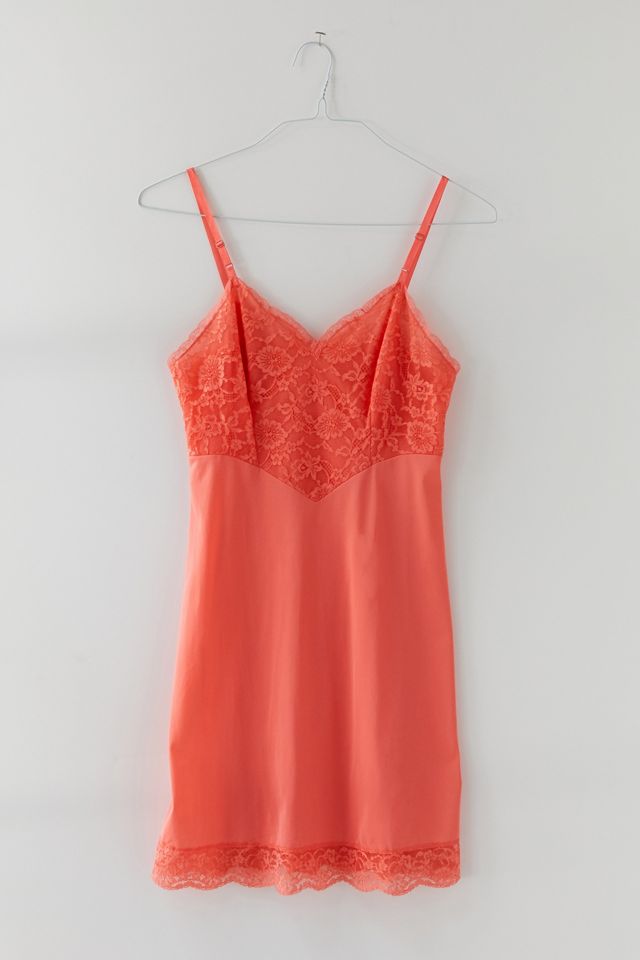 Vintage Coral Lace Slip Dress | Urban Outfitters