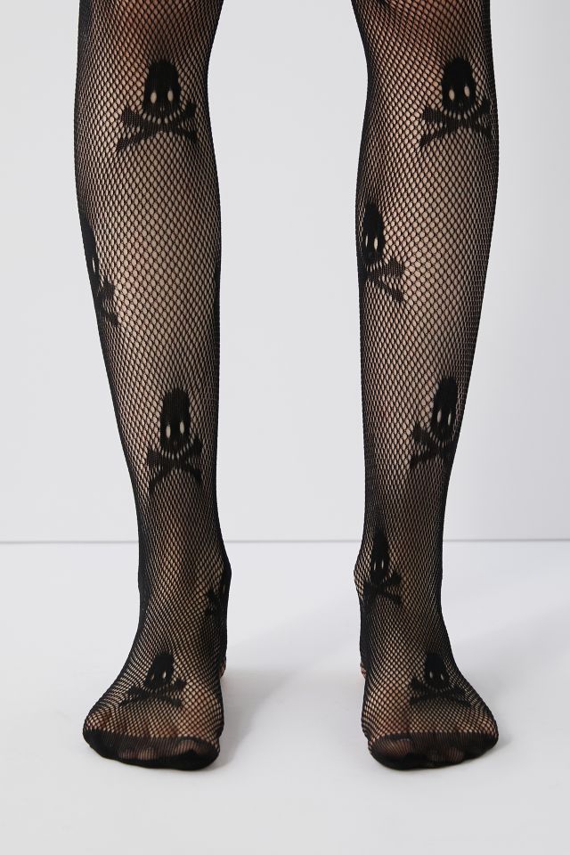 Black Skull Fishnet Tights Plus Size