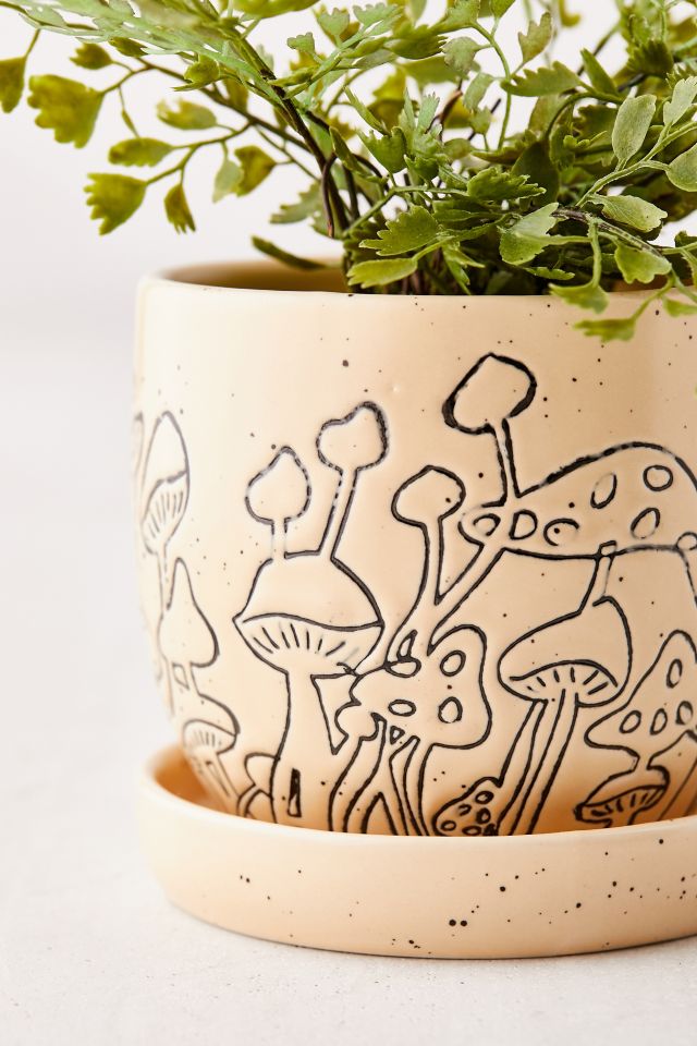 Jardinière Et Plateau Gravés De Champignons #5