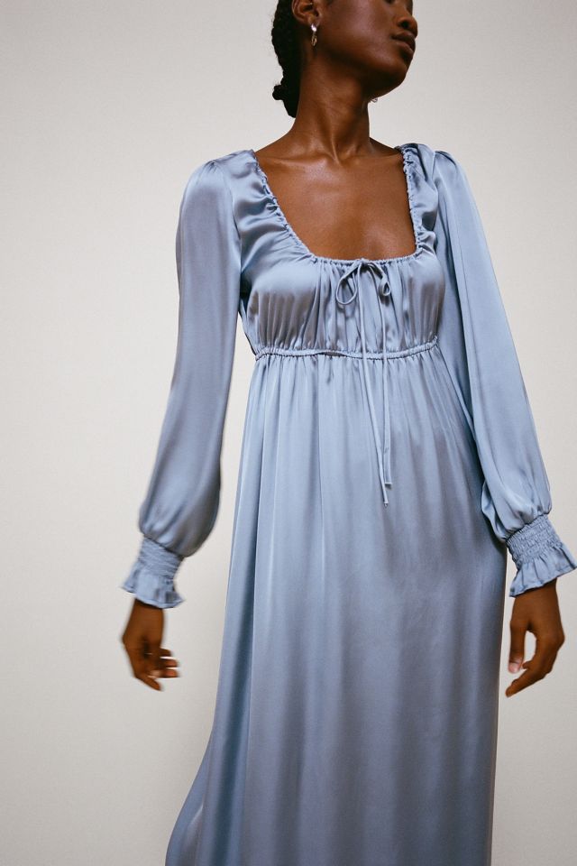 Aspen Midi Dress - Dust Blue Satin