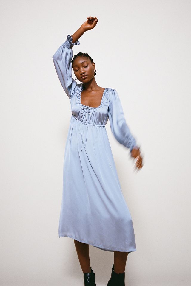 UO Bambi Satin Prairie Midi Dress | Urban Outfitters