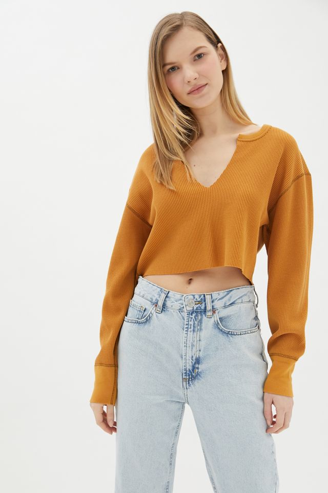BDG Corey Notched Thermal Crop Top | Urban Outfitters