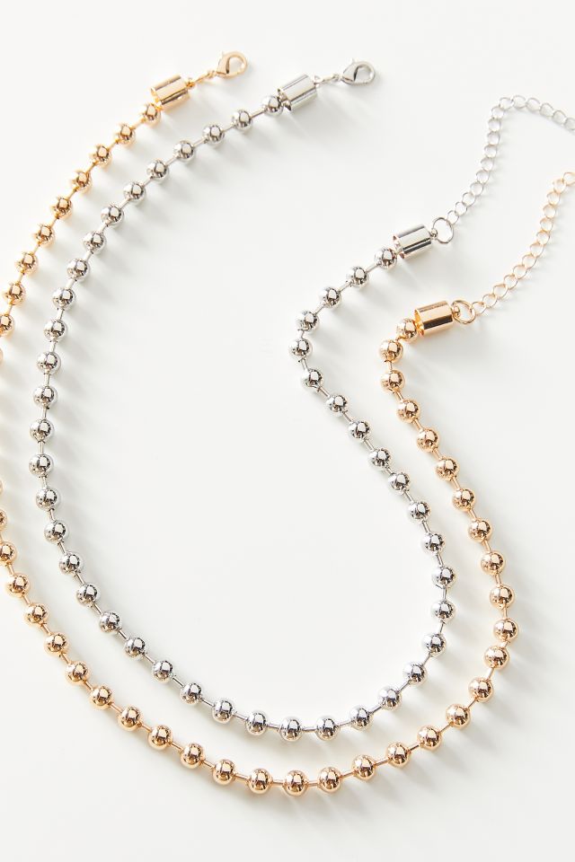 Mixed Metal Ball Chain Necklace Set #1