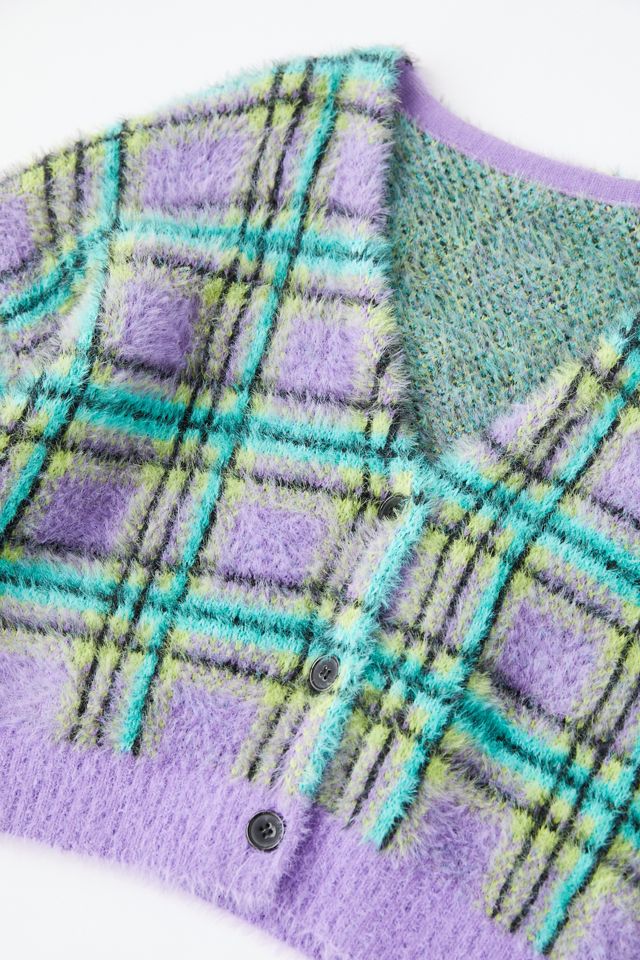 The Ragged Priest Checkered Eyelash Knit Cardigan #3