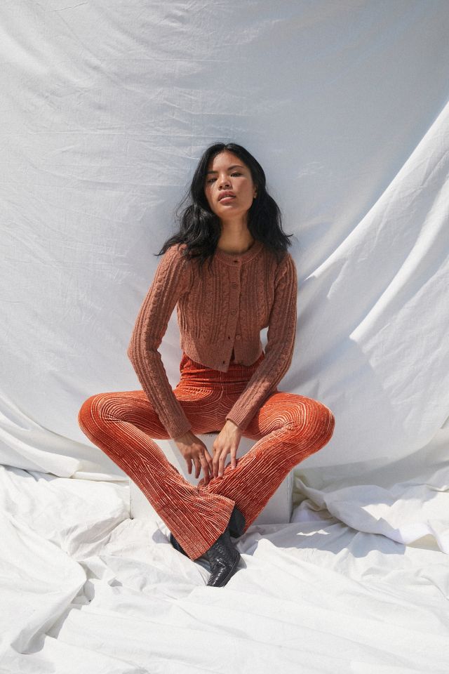 UO Rosie Velvet Plisse Flare Pant #2