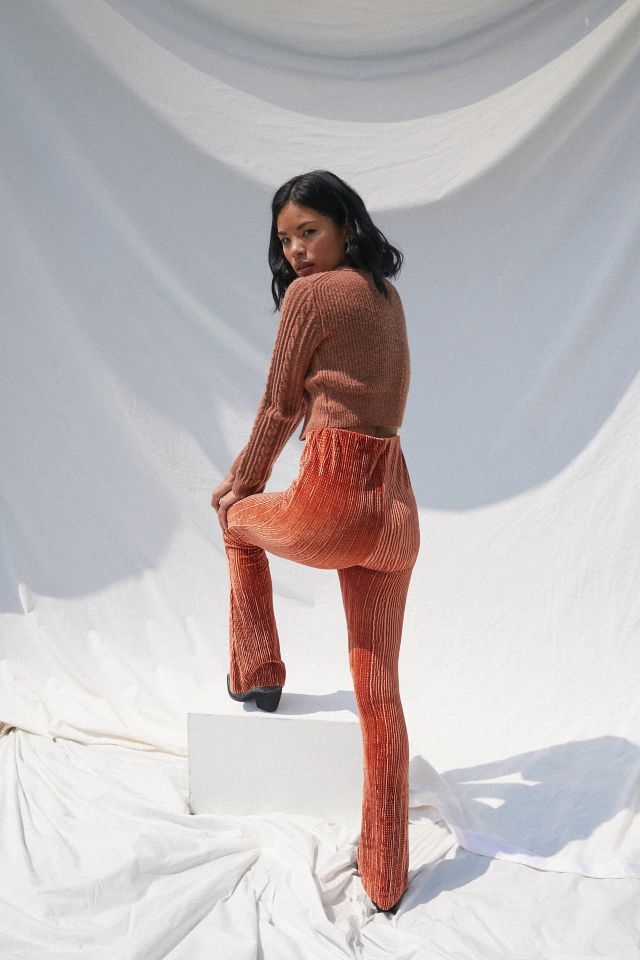 UO Rosie Velvet Plisse Flare Pant #4