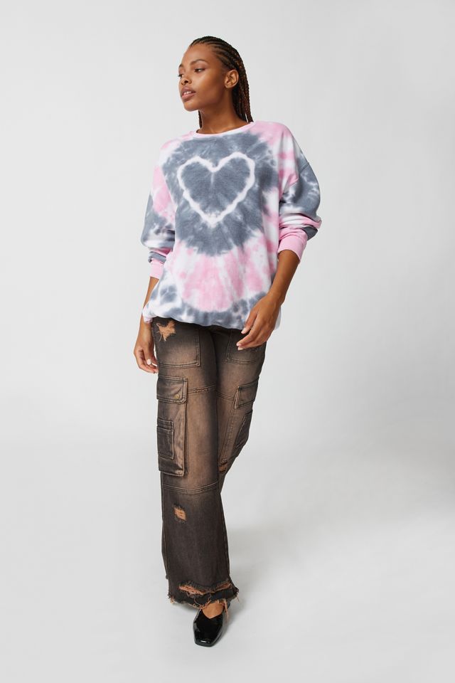 Urban Renewal Remade Heart Tie-Dye Crew Neck Sweatshirt | Urban Outfitters