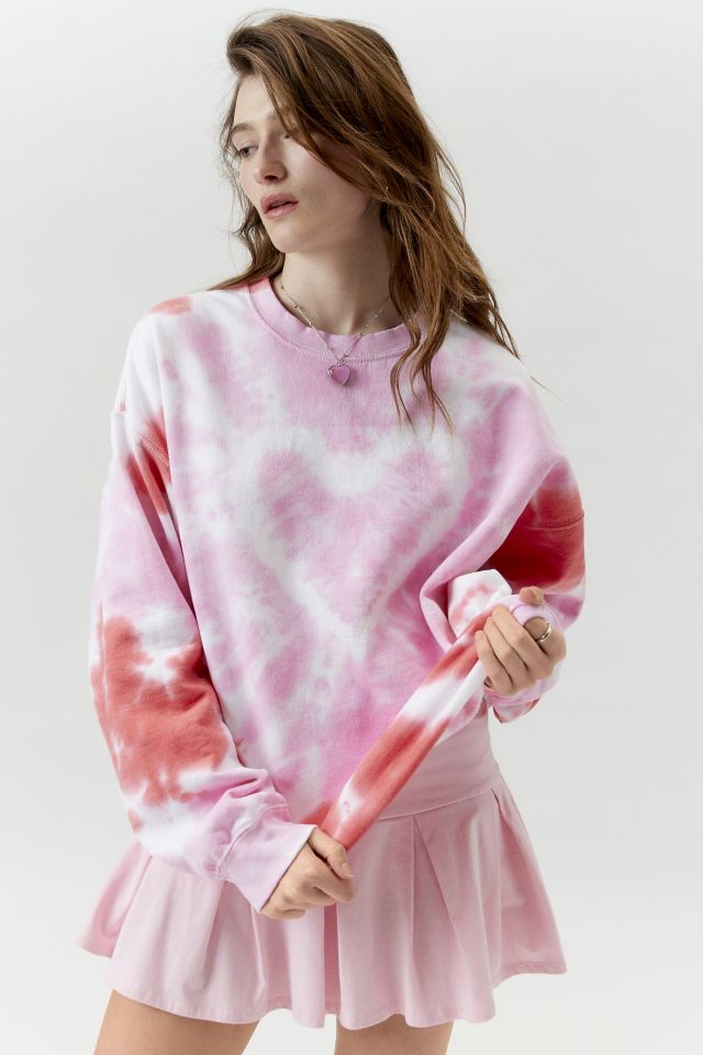 NUFIWI Tie Dye Heart Pattern Crew Neck Sweatshirt Long Sleeve Aesthetic Pink  Pullover Tops Oversized Y2K Love Autumn Wear at  Women's Clothing  store