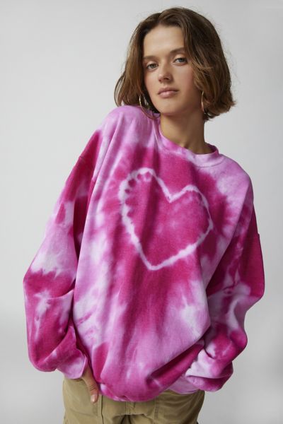 Urban Renewal Remade Heart Tie-Dye Crew Neck Sweatshirt