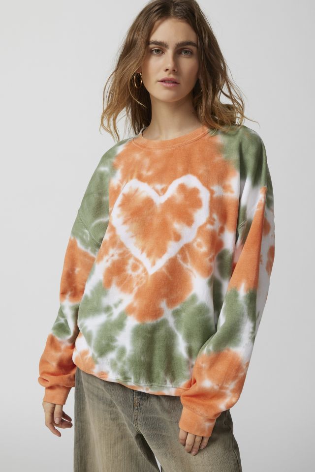 Urban Renewal Remade Heart Tie Dye Crew Neck Sweatshirt #2