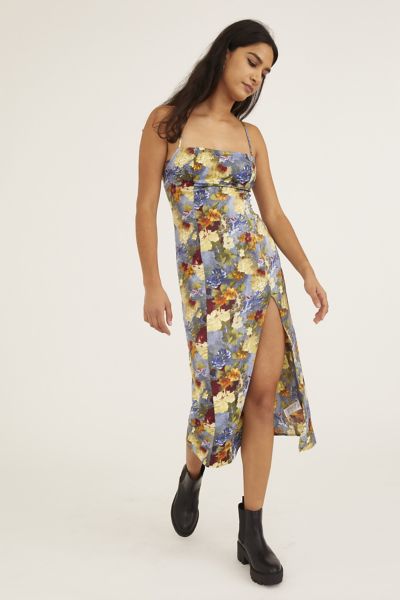 UO Sasha Satin Midi Slip Dress