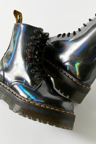 black holographic doc martens