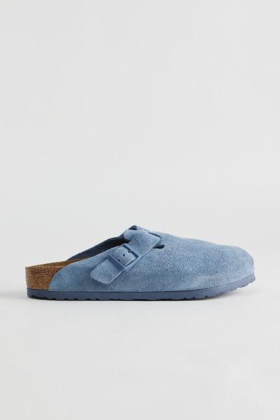 Shop Birkenstock Boston Soft Footbed Clog In Elemental Blue Suede, Men's At Urban Outfitters