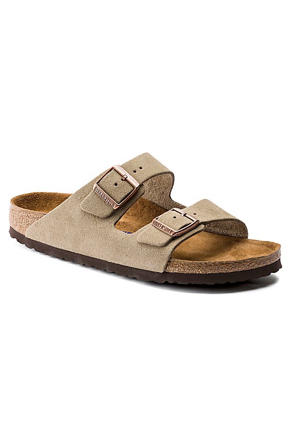 BIRKENSTOCK ARIZONA SOFT FOOTBED SANDAL IN TAN AT URBAN OUTFITTERS