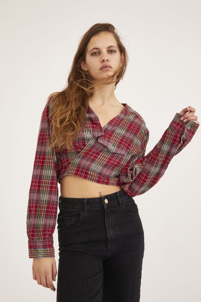 Urban Renewal Recycled Flannel Plunging Tie-Front Shirt #1