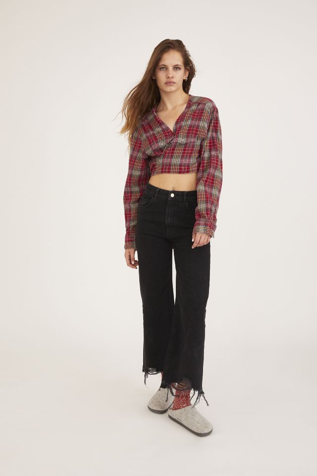 Urban Renewal Recycled Flannel Plunging Tie-Front Shirt #4