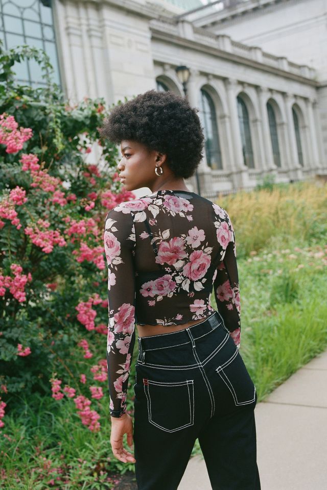 Urban Renewal Remnants Floral Mesh Long Sleeve Top | Urban