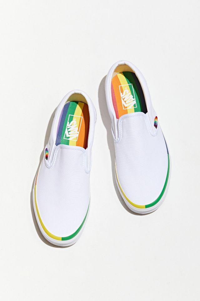 vans denim rainbow slip on