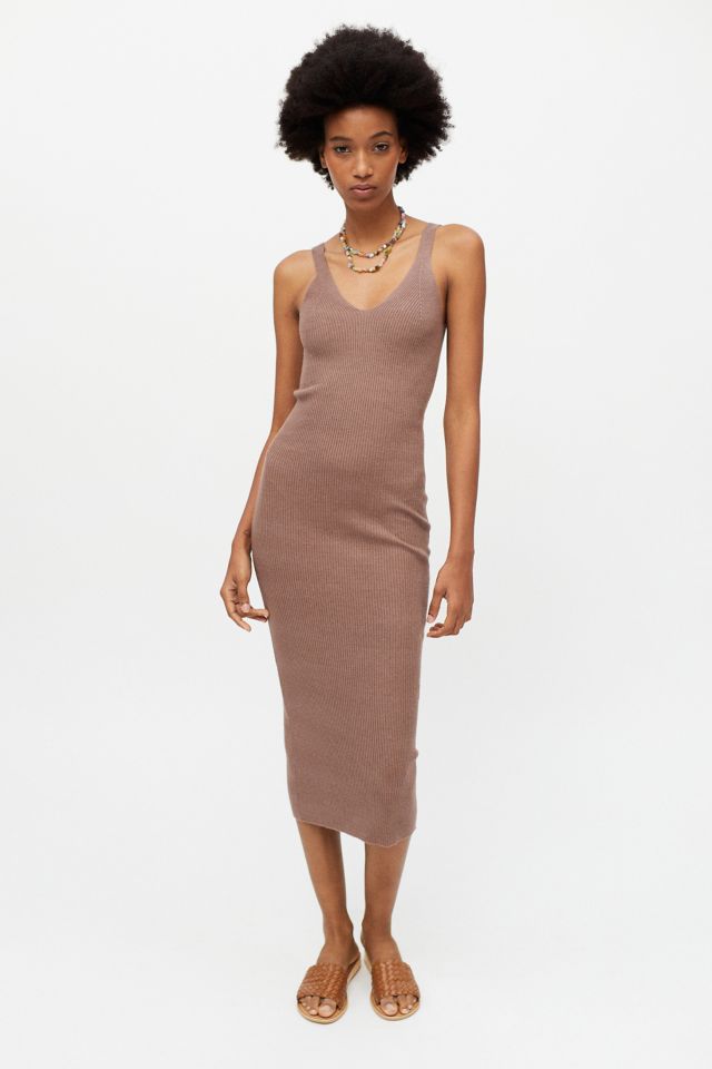 Dress Forum Ribbed Scoop Neck Midi Dress