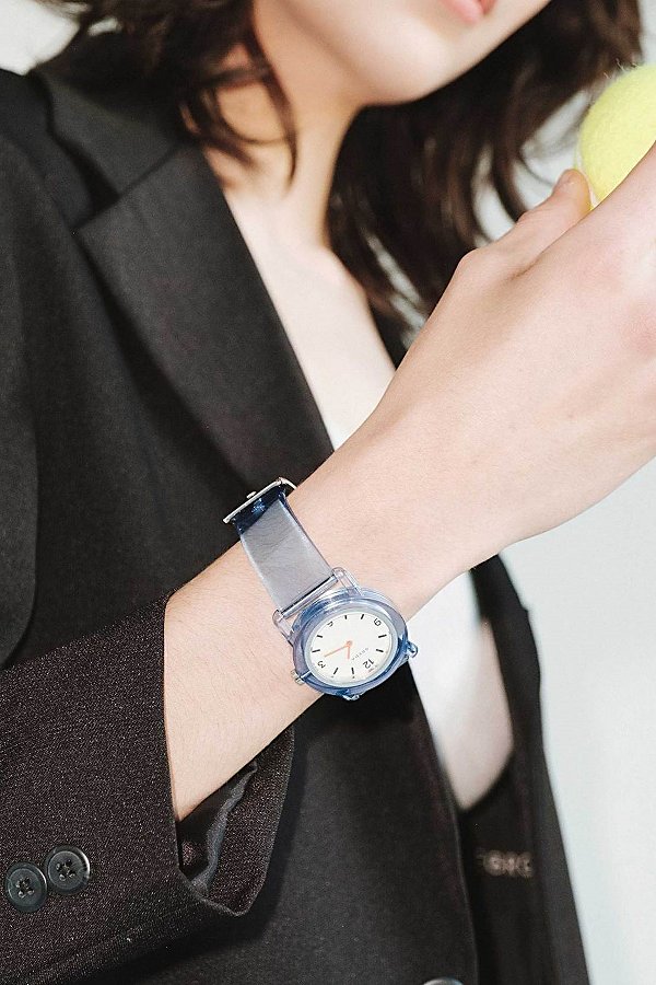 Breda 'play' Transparent Recycled Plastic Watch In Blue At Urban Outfitters