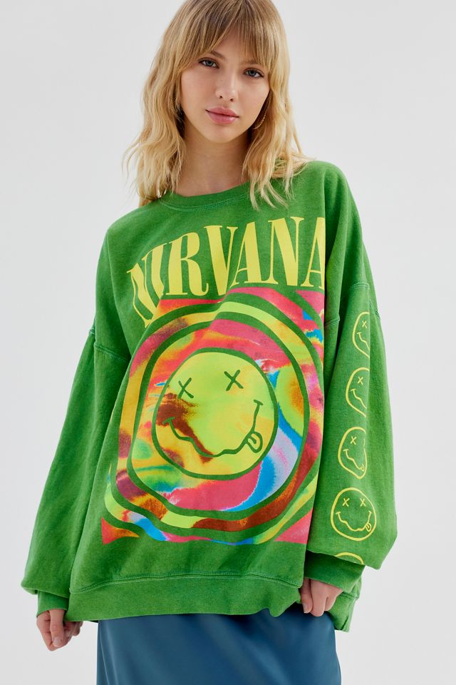 Nirvana Smile Overdyed Sweatshirt | Urban Outfitters