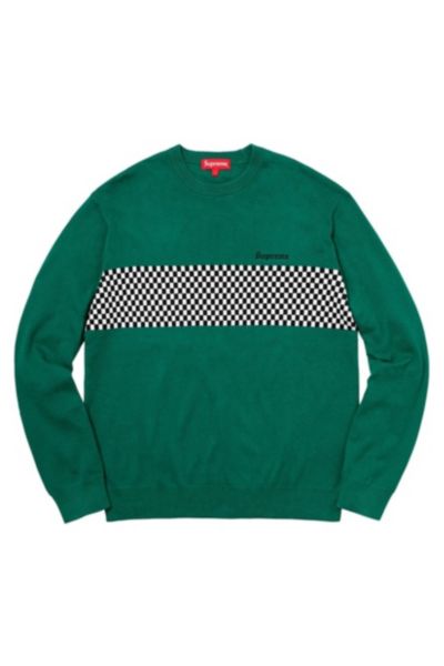 Supreme Checkered Panel Crewneck Sweater | Urban Outfitters