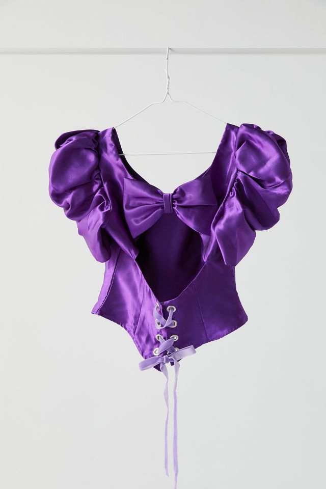 For Good Luck Purple Puff Sleeve Prom Top #2