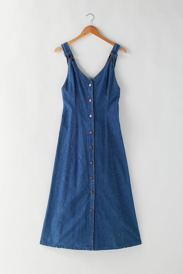 Button Front Adjustable Strap Denim Dress