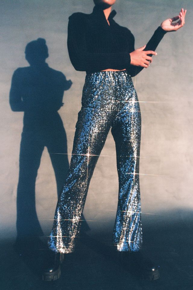 Pantalon évasé à taille haute et paillettes UO.  #3