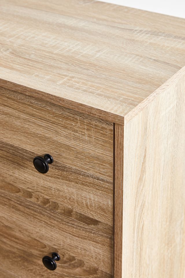 Charter Oak Industrial 4-Drawer Chest with Black Metal Base
