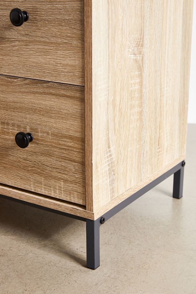 Charter Oak Industrial 4-Drawer Chest with Black Metal Base