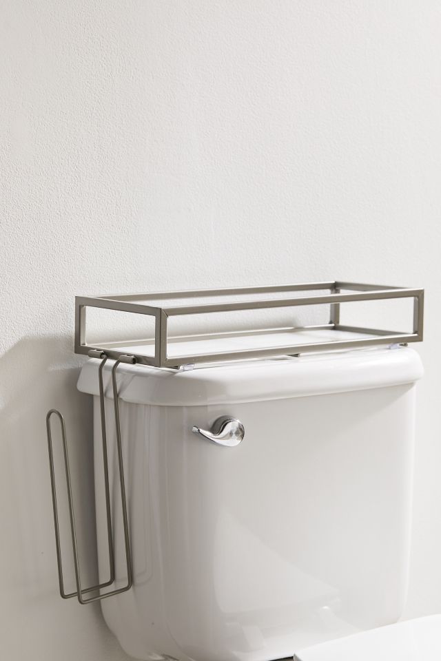Neutral Angular Metal Wall-Mount Toilet Paper Holder with Storage Tray