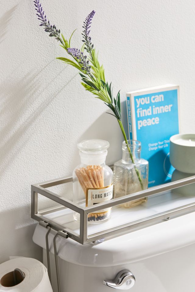 Neutral Angular Metal Wall-Mount Toilet Paper Holder with Storage Tray